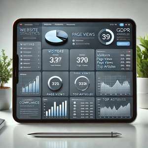 Web-Dashboard zur Analyse von Besucherzahlen und Seitenaufrufen, zeigt Statistiken und DSGVO-Konformität.