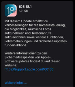 iOS 18.1 Update: Apple Intelligence, Mail-Optimierungen und Hörgerätefunktion für Deutschland