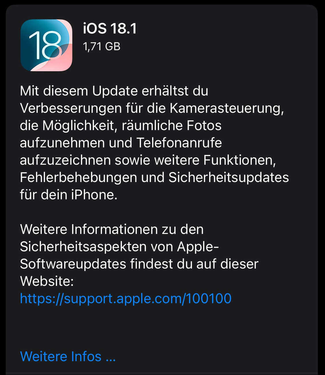 iOS 18.1 bringt zahlreiche neue Funktionen mit